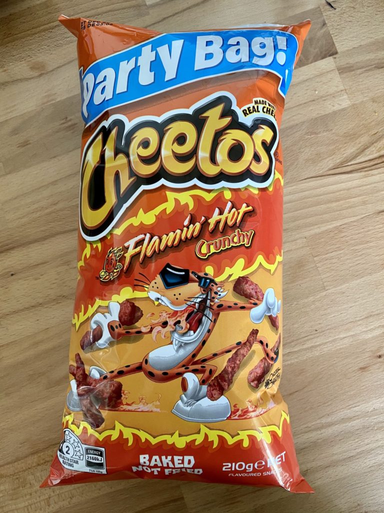 Rating New Zealand snacks: flamin' hot cheetos