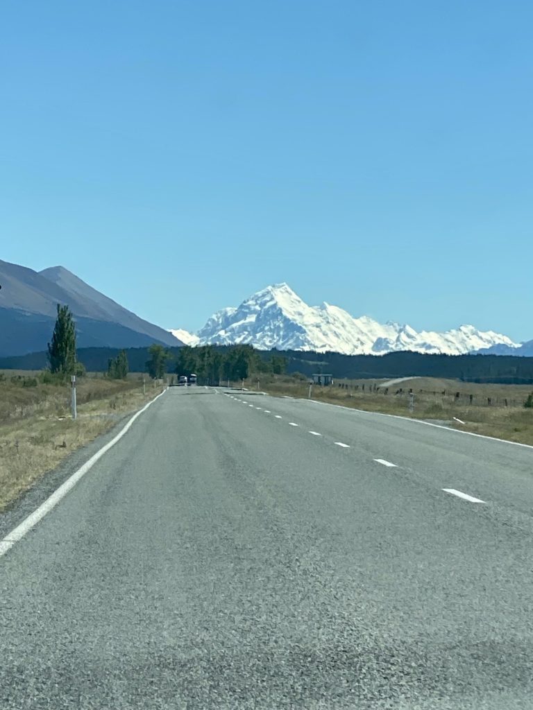 view of aoraki/mt cook from the highway