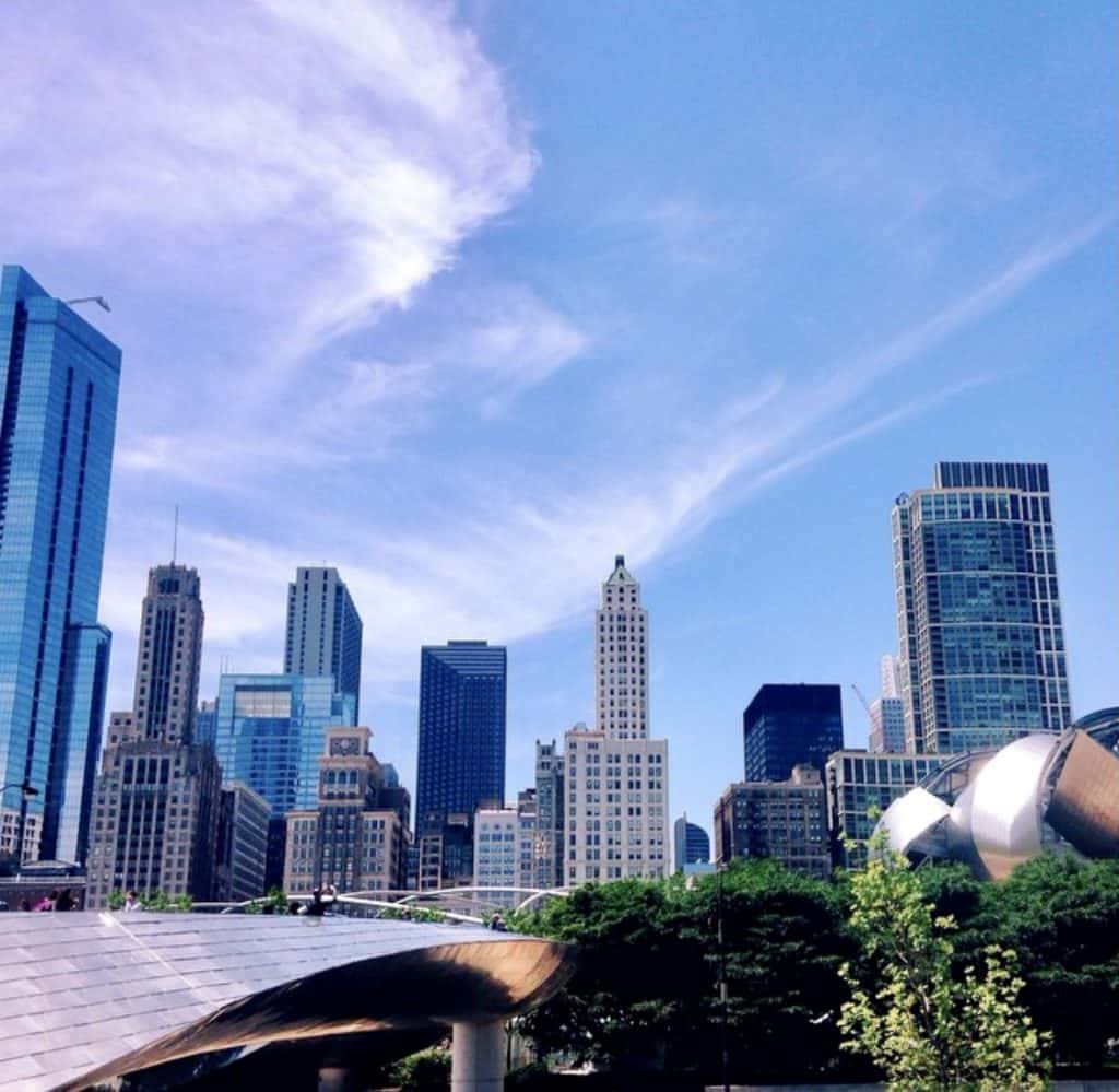 millennium park and chicago buildings