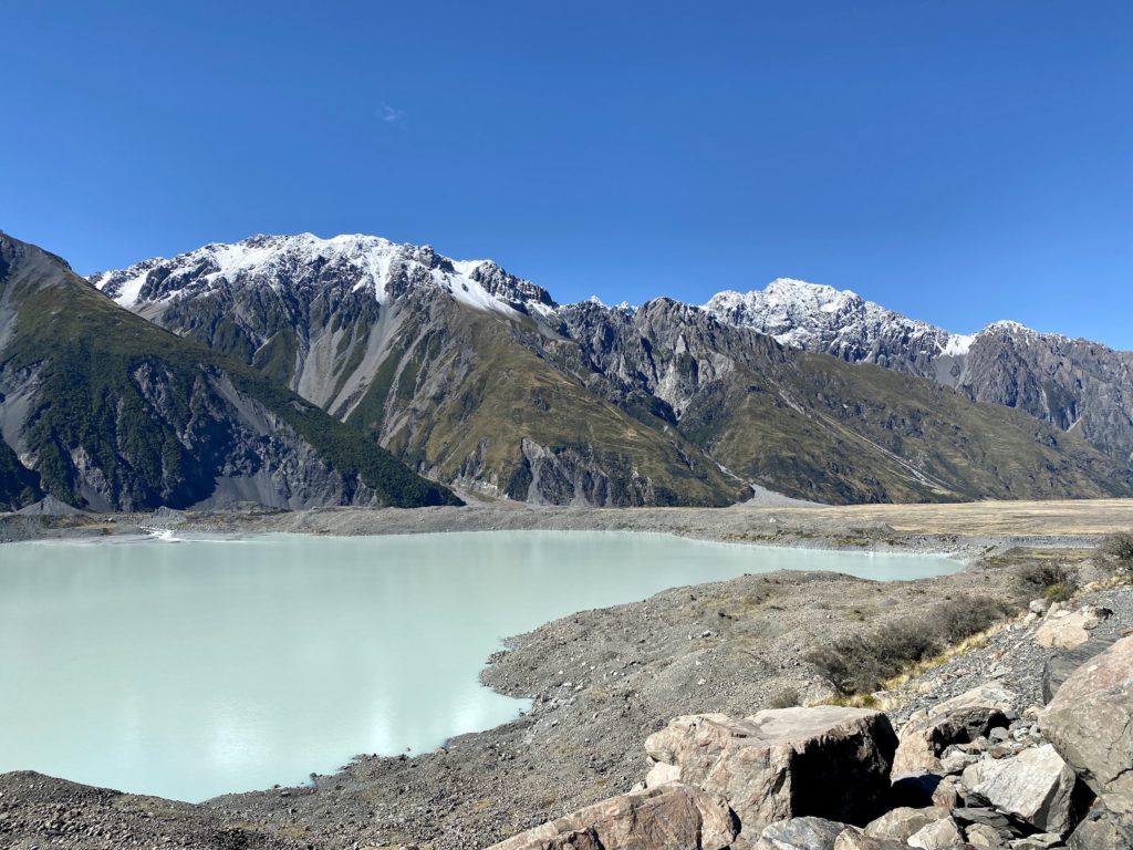 blue lakes and tasman glacier: mountains and lake