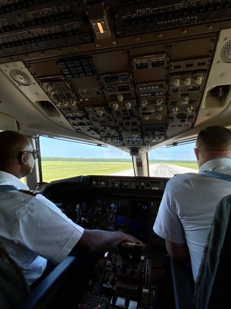 two pilots in the cockpit