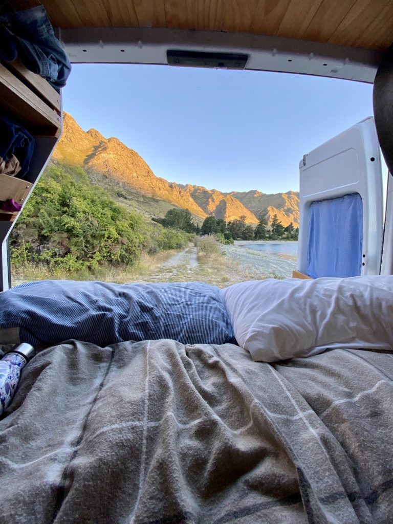 New Zealand freedom camping spot in Hawea, South Island