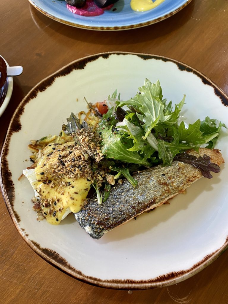 Timaru travel guide: Salmon and salad at brunch
