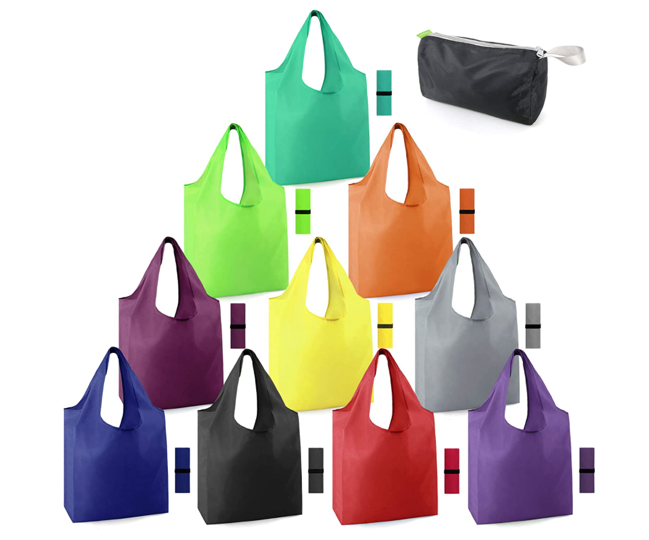 Reusable shopping bags in a variety of colors