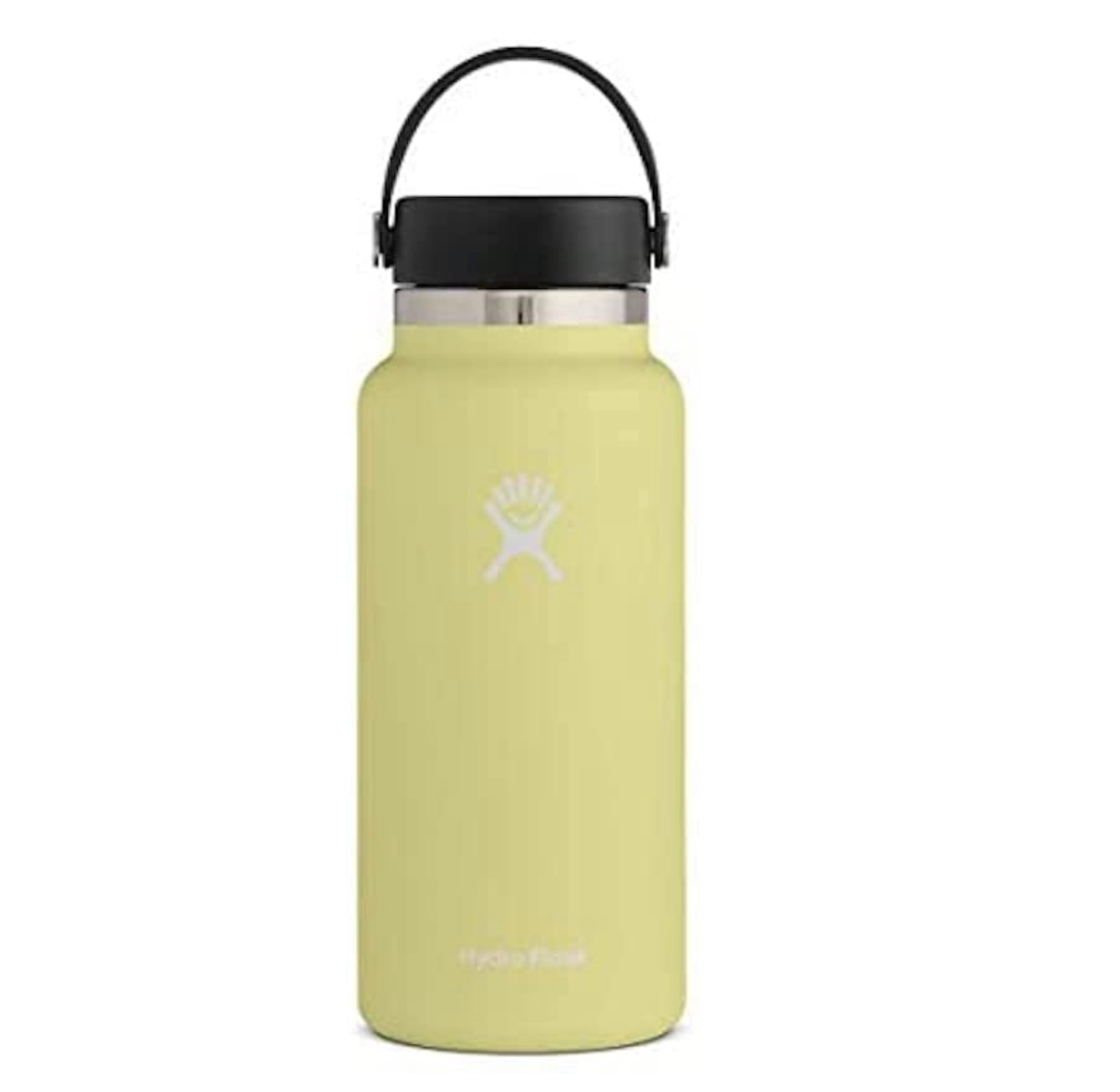 Hydroflask reusable water bottle in bright yellow