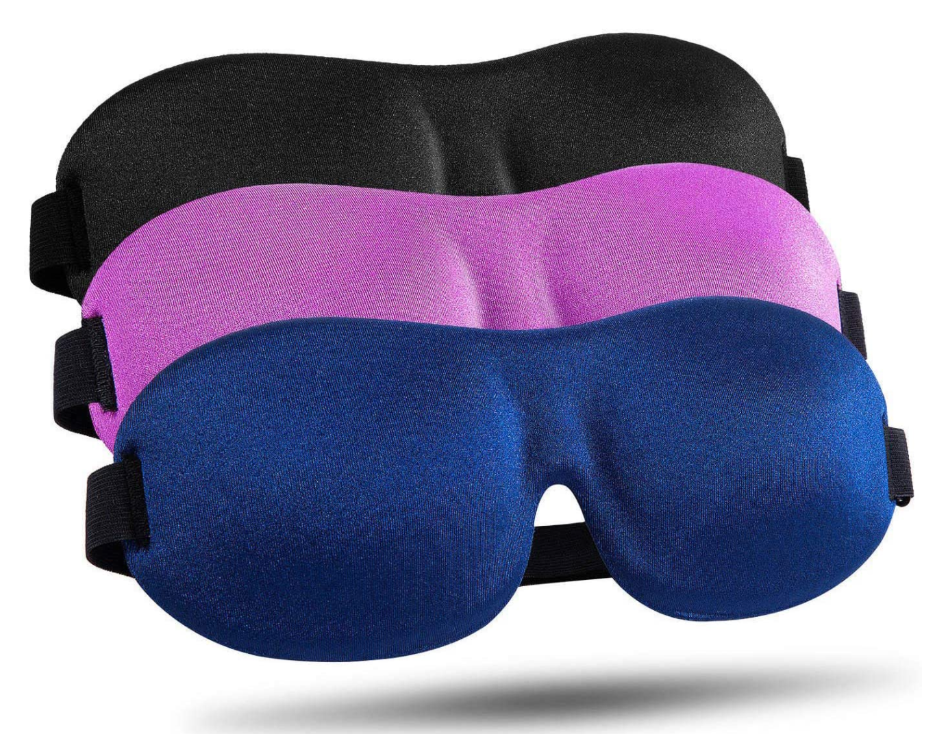 Contoured sleep masks in three colors