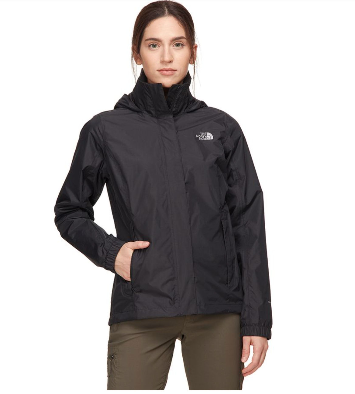 North Face brand Resolve hooded rain jacket in black