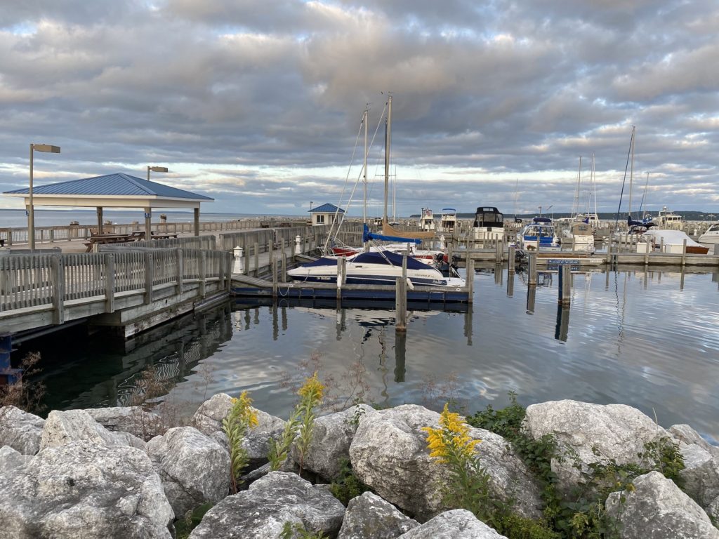 Pier with boats on Michigan's Upper Peninsula