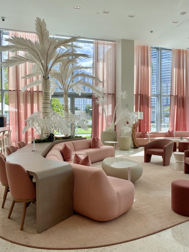 Lobby and bar area at the Novotel Brickell hotel in Miami Florida