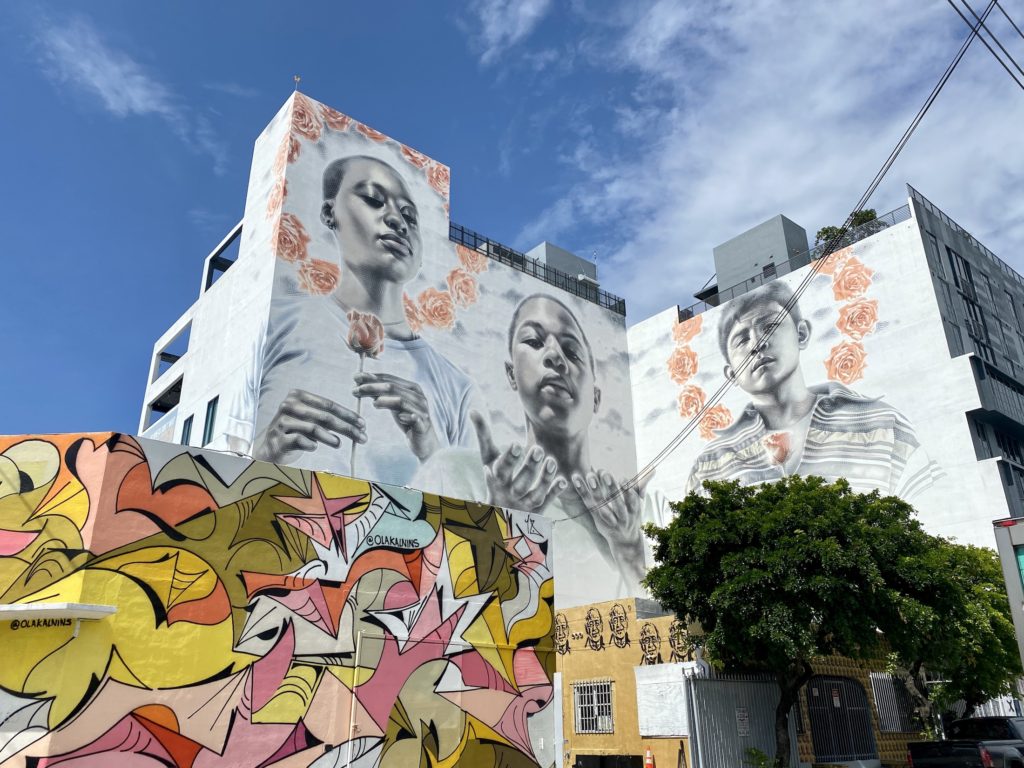 Street art of three children at Wynwood Walls, Miami
