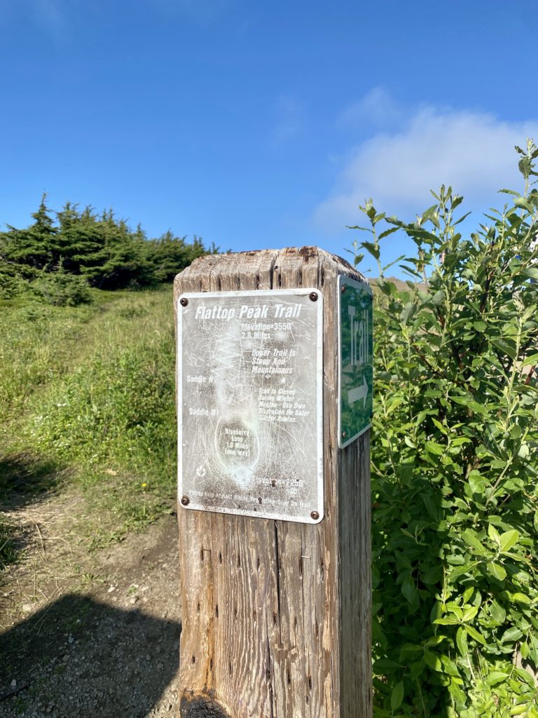 Flattop Mountain Peak Trail signpost