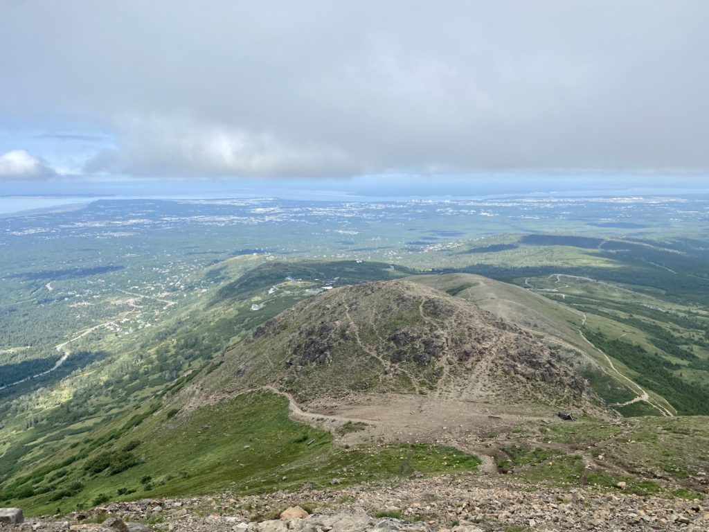 View from the summit. Anchorage is in the far distance.