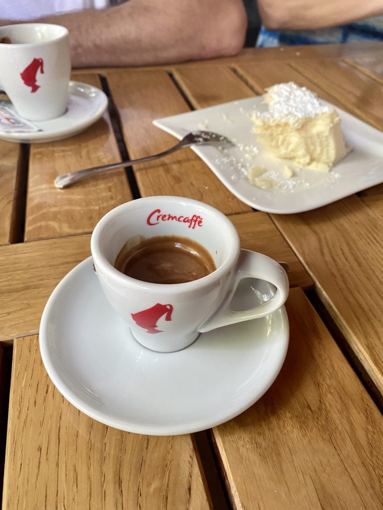 Espresso and cake at Motel Most, Ljubuski, Bosnia & Herzegovina