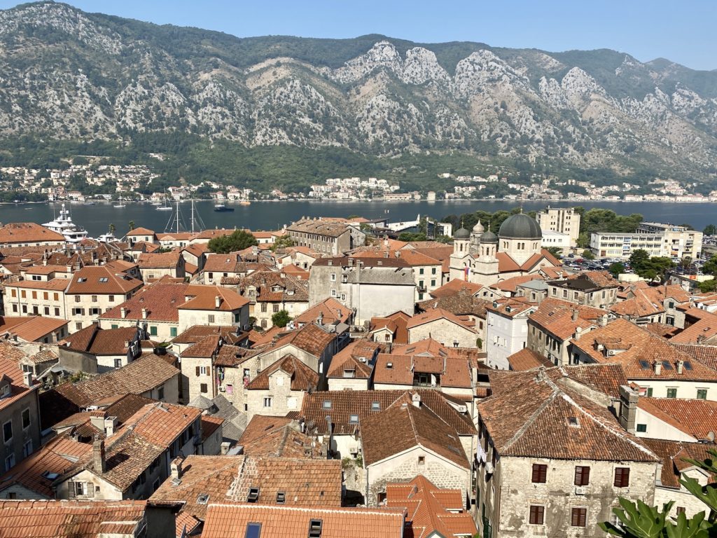 View of Old Town and Bay of Kotor from Kotor Walls, Montenegro