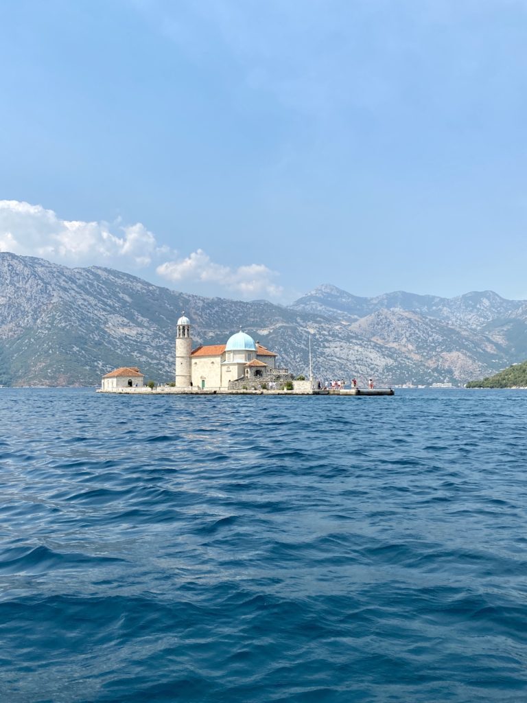 Kotor travel guide: Cathedral with blue roof, Bay of Kotor, Montenegro