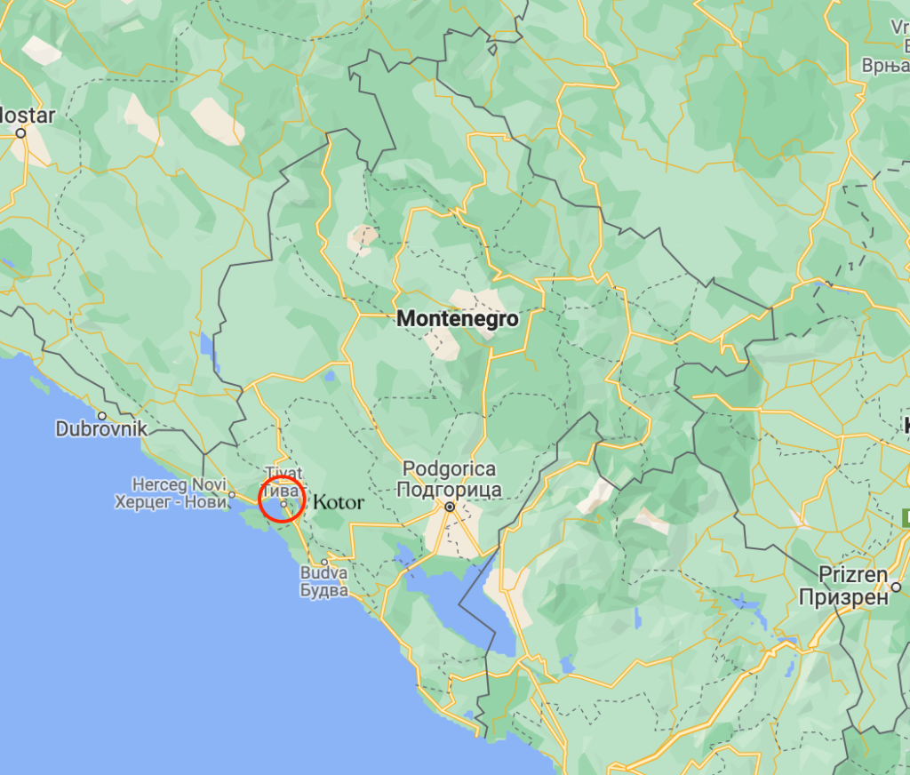 Kotor travel guide: Map of Montenegro with Kotor circled in red