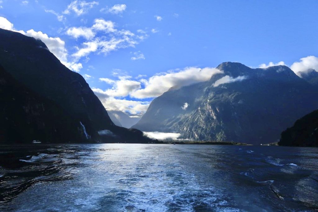 South Island New Zealand road trip: Milford Sound from the back of a boat