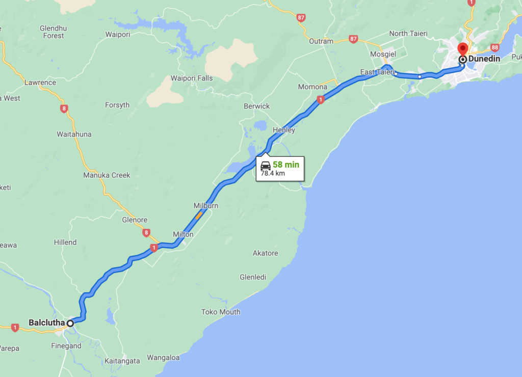Balclutha, the Catlins to Dunedin, New Zealand on Google Maps