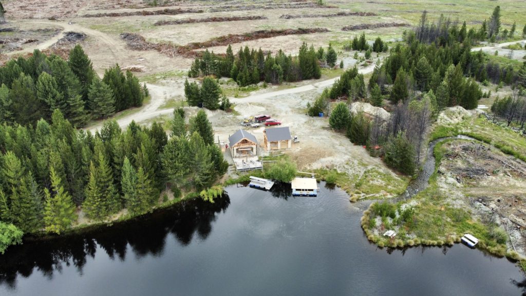 One Second Everyday in 2021: Drone shot of a partially built hut and lake in New Zealand