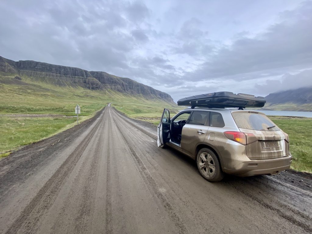 driving in Iceland: gravel road in Snaefellsnes Peninsula, Iceland