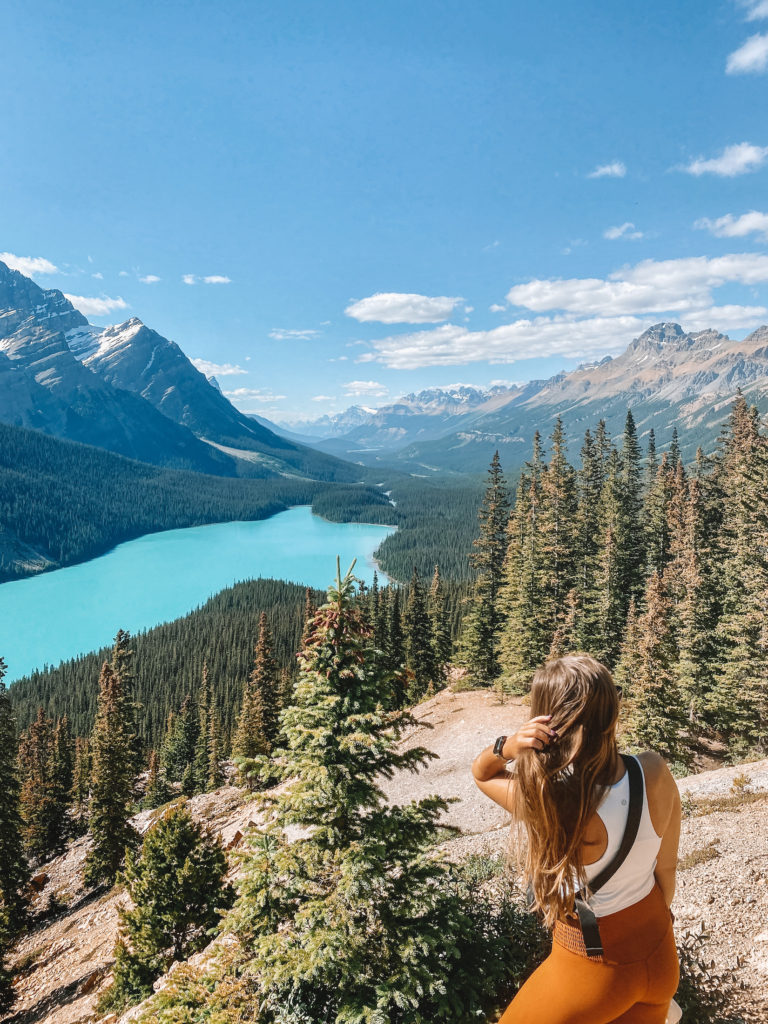 Canadian Rockies itinerary: Niki at Peyto Lake, Banff National Park, Alberta Canada