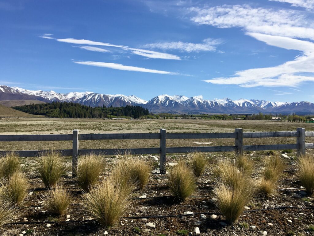 View of Southern Alps mountains from Twizel, New Zealand