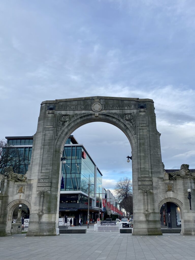 Christchurch to Queenstown road trip itinerary: Bridge of Rememberance, Christchurch, New Zealand