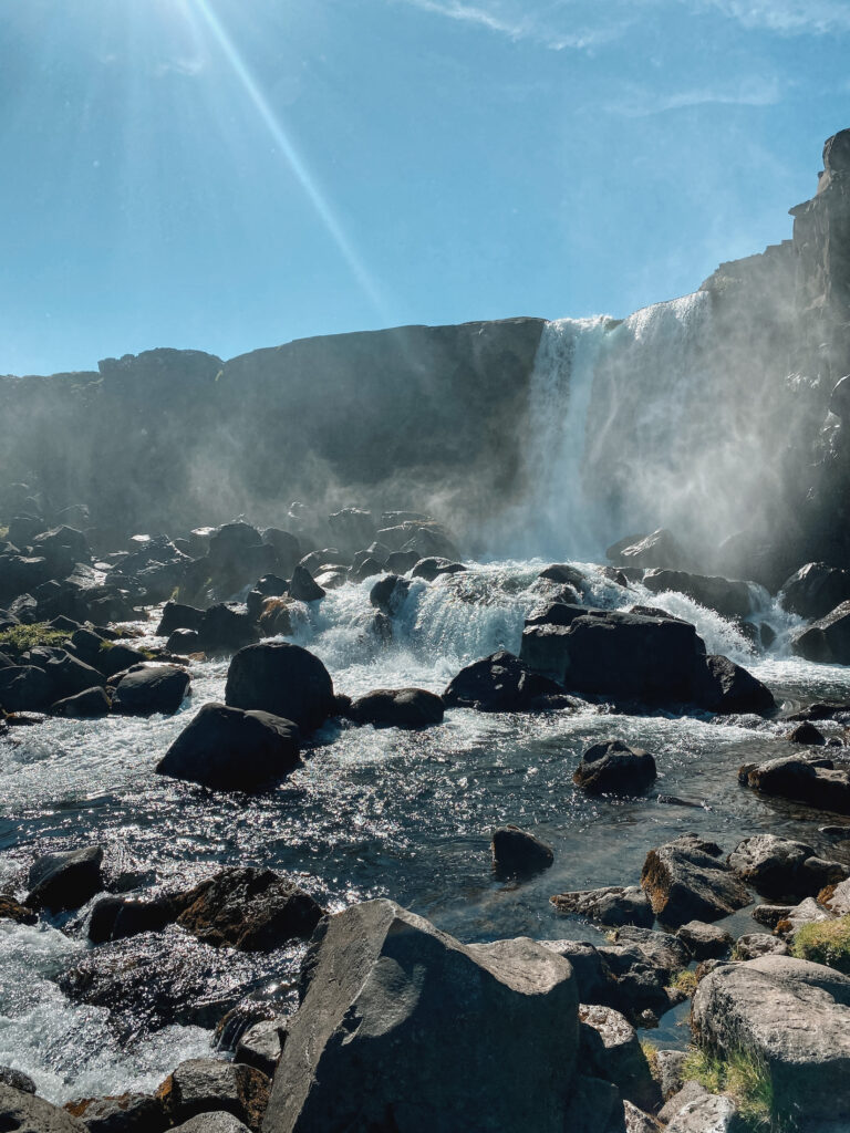 Waterfall at Thingvellir National Park, Iceland