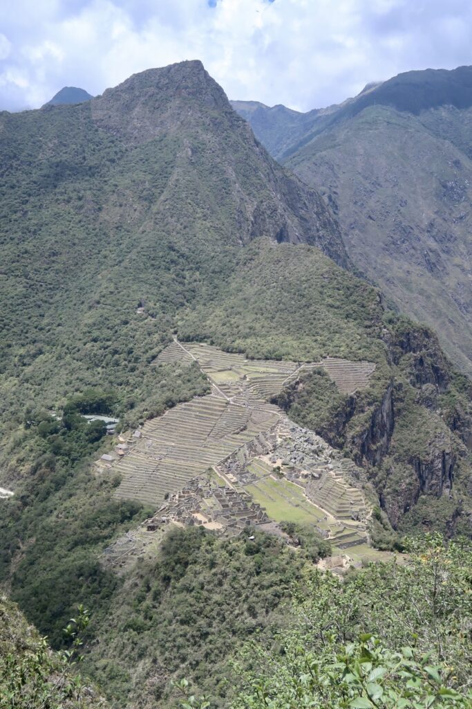 View of Machu Picchu ruins from summit of Huayna Picchu, Peru
