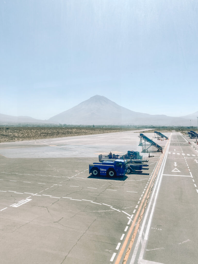 View of El Misti volcano from AQP airport, Peru, South America