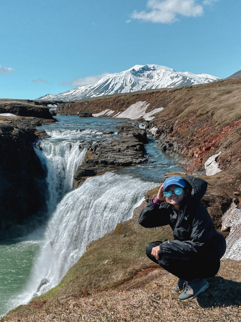 Niki hiking the Waterfall Circle, Laugarfell, East Iceland