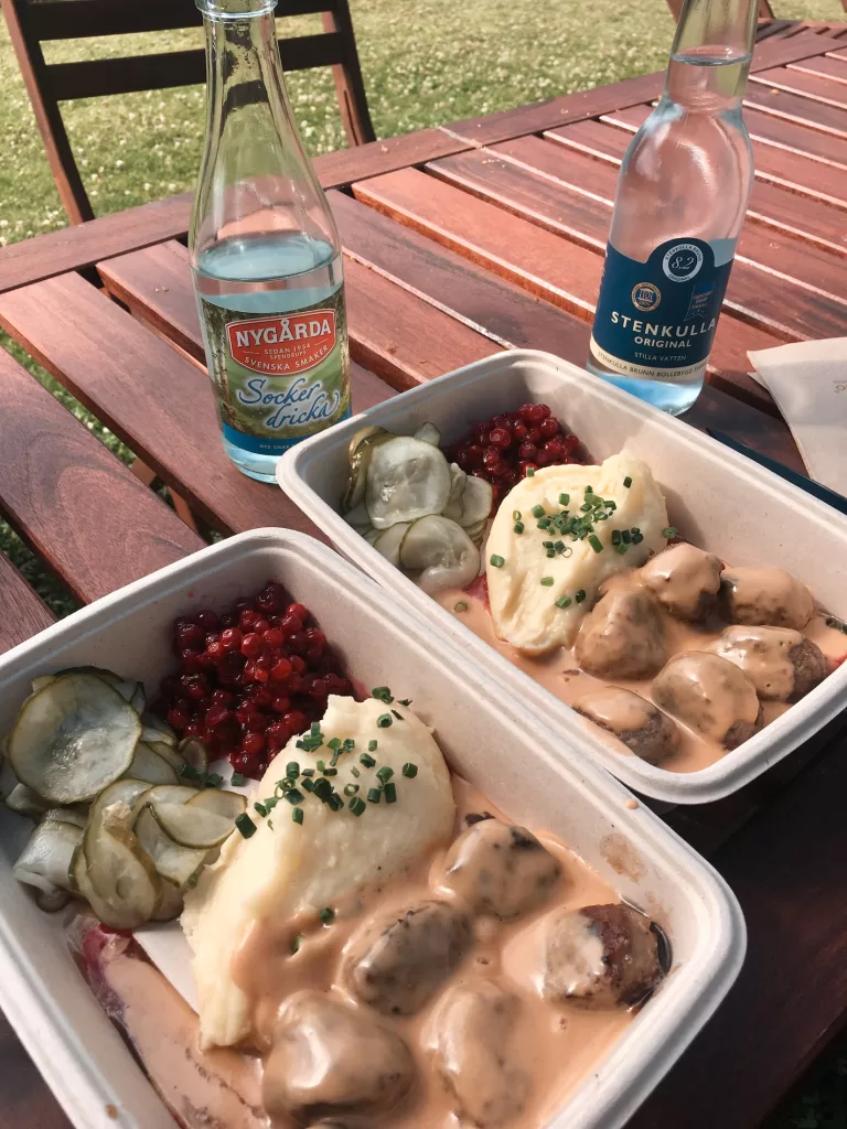 Meatballs for the People, mashed potatoes, lingonberry jam, Sweden