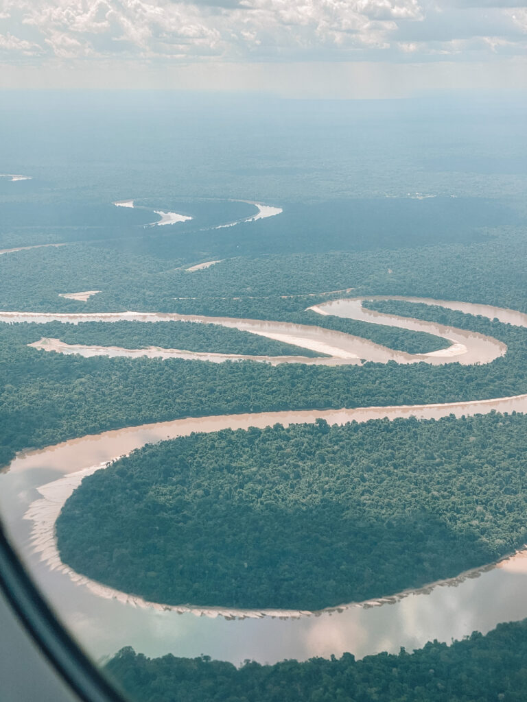 View of the Amazon River from above, Iquitos, Peru