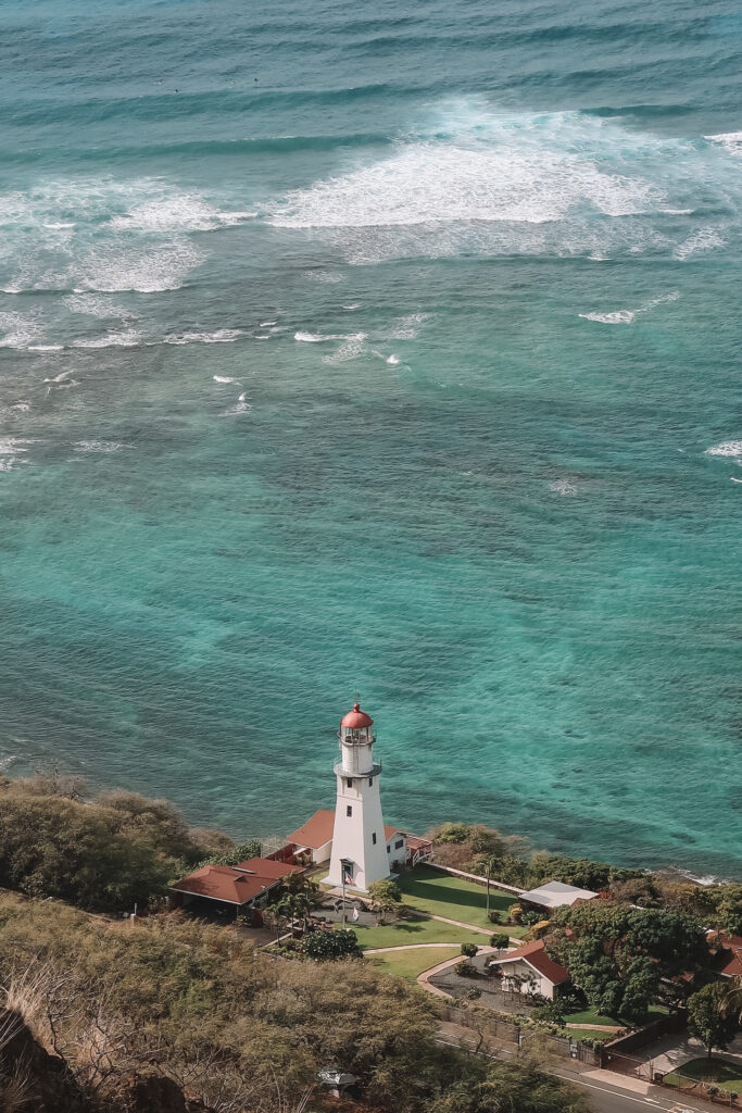 Lighthouse when hiking Diamond Head, Honolulu, Hawaii