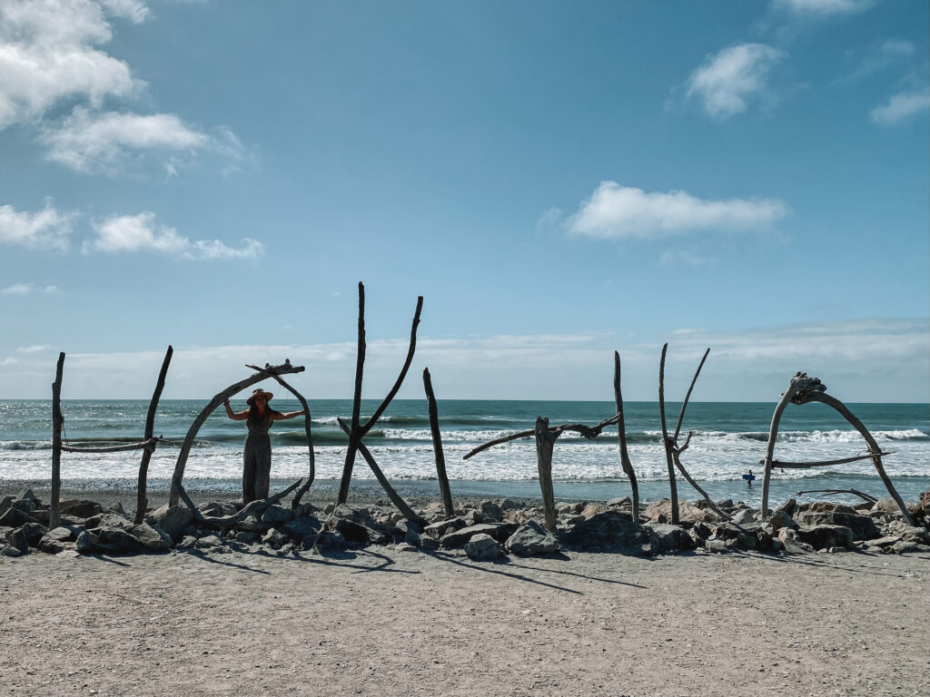 Hokitika Beach Sign, West Coast, New Zealand