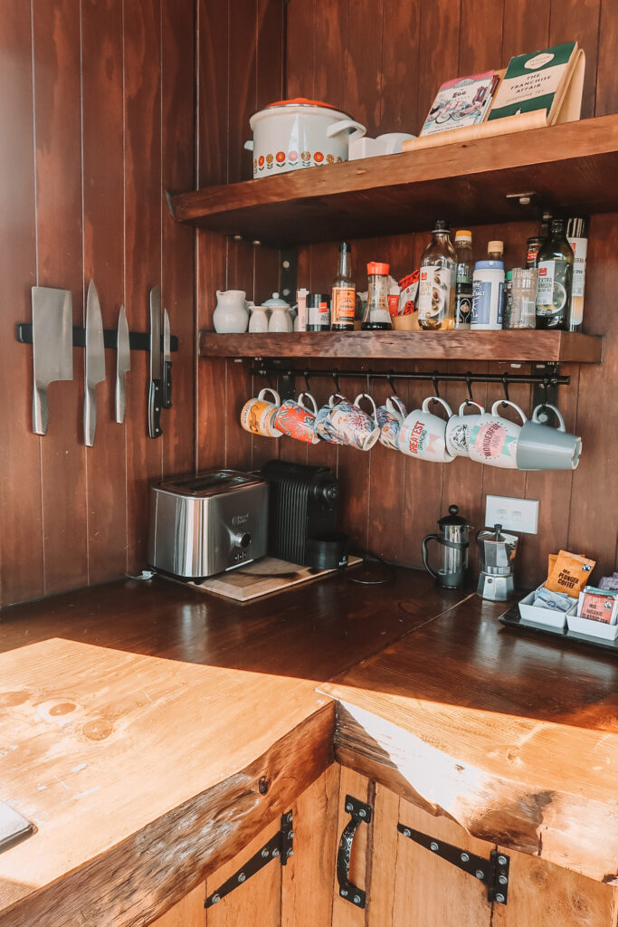 Kitchen corner at High Country Cabin, Twizel, South Island New Zealand